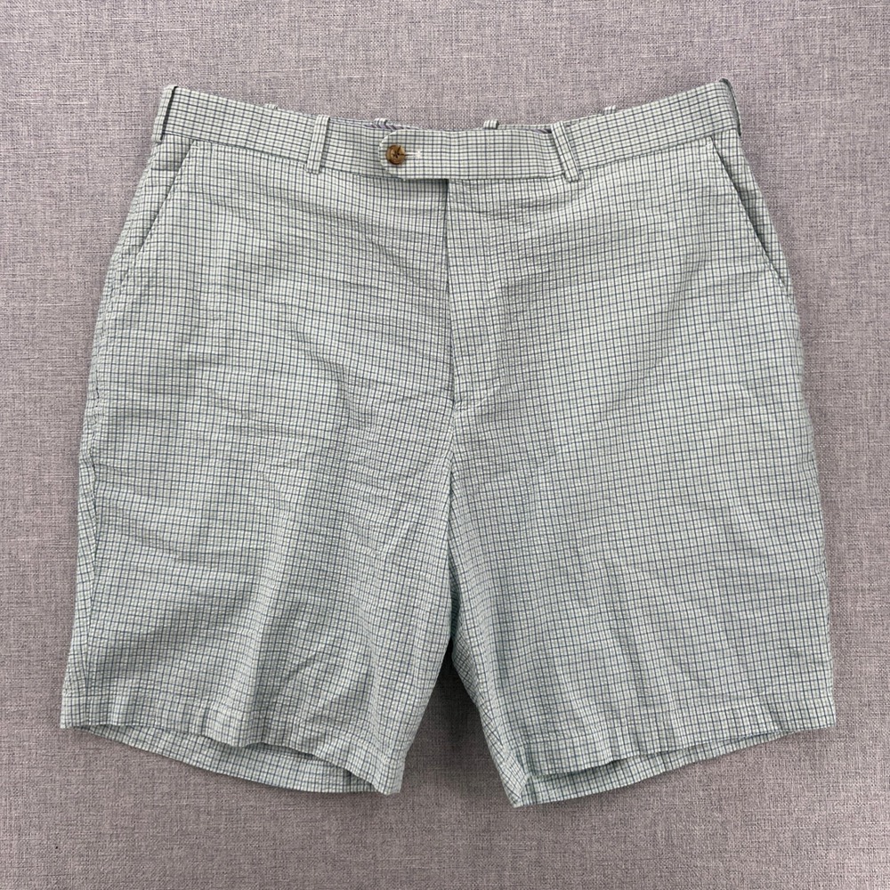 Peter Millar Micro Gingham Golf Shorts Men 38 Green Preppy Country Club Coastal
